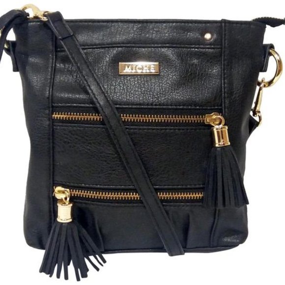 "Morgan" Faux Leather Gold Tone Hardware Crossbody - Picture 1 of 5